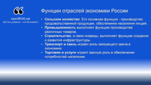 Функции отраслей экономики России - конспект урока географии в 9 классе