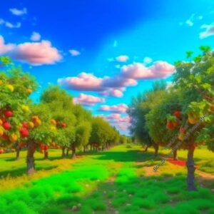 сад, деревья, яблони, яблоки на ветках, голубое небо - конспект урока географии Сельское хозяйство. Растениеводство.