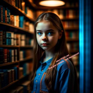 девочка, библиотека, книги