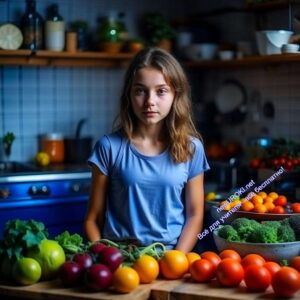 девочка, здоровое питание, овощи