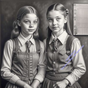две девочки, школьницы