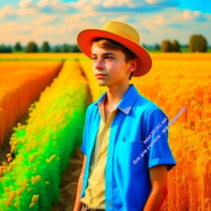 мальчик, поле, пшеница