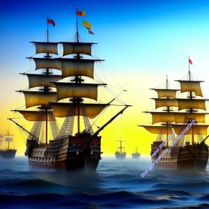 эскадра, парусные, корабли, средние, века, эпоха, открытий