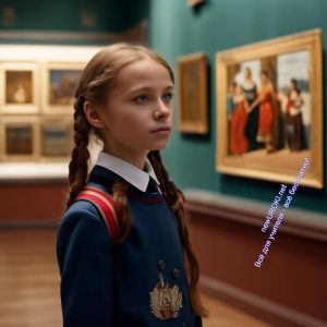 девочка, музей, картины