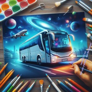 автобус, картинка, краски, рисунок