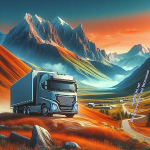 грузовик, горы, пейзаж