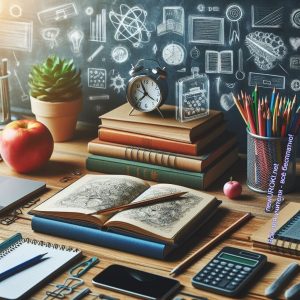 стол, ученика, книги, карандаши