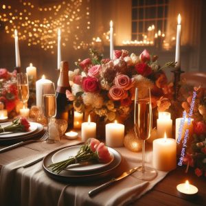 романтический, ужин, цветы, свечи