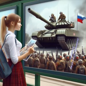 картина, девочка, танк, Россия