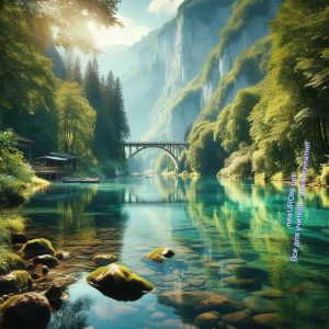река, мост, красиво, природа