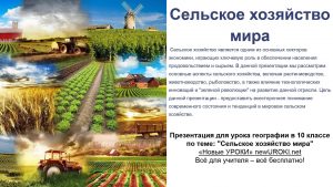 Презентация Сельское хозяйство мира - конспект урока