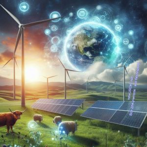 зелёные технологии, солнечные панели, ветряки, животные