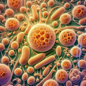 клетка, водоросли, под микроскопом
