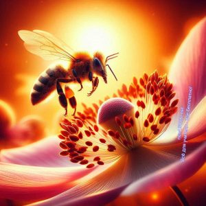 пчела, цветок, солнце