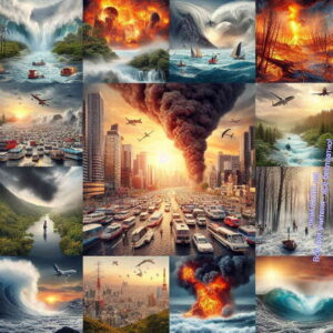 коллаж, бедствия, катастрофы, природа, пожар