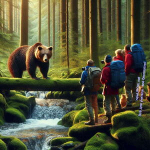 туристы, медведь, лес, опасность