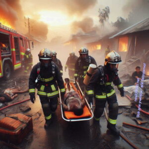 пожарные, эвакуация, люди, дым