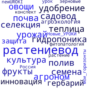 Облако слов Профессия: растениевод - профориентационный урок "Россия – мои горизонты"