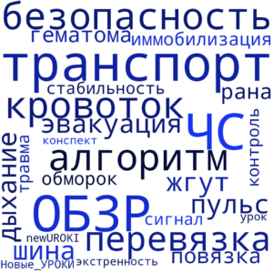 Облако слов Помощь при ЧС на транспорте - конспект урока