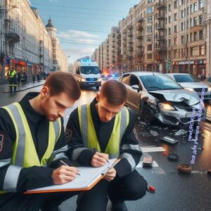 Оформление ДТП полицейскими в городе