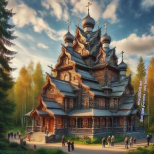 Деревянная старинная церковь, храм