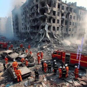 Проявление терроризма - взрыв в городе, разрушенное здание