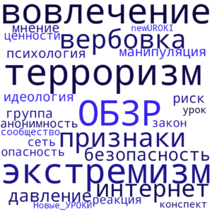 Облако слов Опасности вовлечения - конспект урока