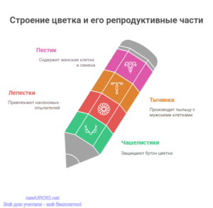 Инфографика: Строение цветка и его репродуктивные части Инфографика: Строение цветка и его репродуктивные части