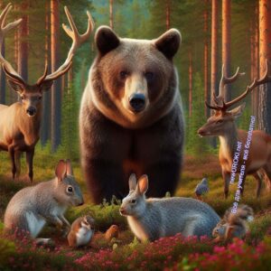 Животный мир тайги и лесов - медведи, олени, животные