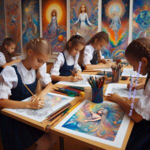 Девочки рисуют картины о лете