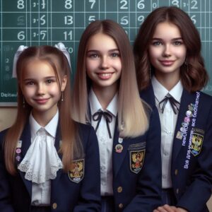 Ученицы девочки из младших, средних и старших классов школы