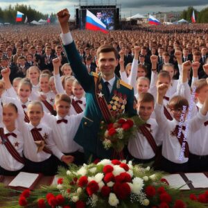 Наставник и ученики пятиклассники празднуют победу - награждение школьников