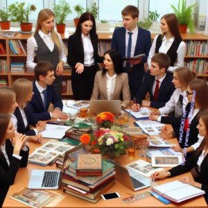 Учителя проводят педсовет и совещание в учительской - обсуждение педагогических проблем