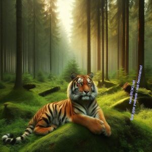 Красивый тигр в зелёном заповеднике - сохранение редких животных