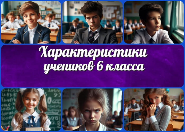 Характеристики учеников 6 класса