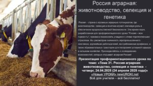 Презентация Россия аграрная: животноводство, селекция и генетика - профориентационный урок "Россия – мои горизонты" Презентация Россия аграрная: животноводство, селекция и генетика - профориентационный урок "Россия – мои горизонты"