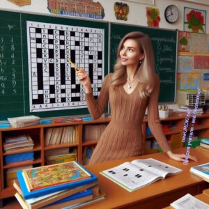 Учительница на уроке показывает кроссворд - Кроссворды на уроке