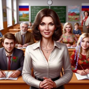 Учительница вместе с родителями на родительском собрании - Родительское собрание №1 в 5 классе