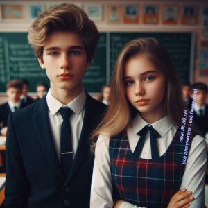 Мальчик и девочка ученики 9 класса - Психолого-педагогическая характеристика 9 класса