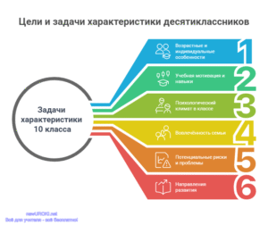 Инфографика: Цели и задачи характеристики десятиклассников Инфографика: Цели и задачи характеристики десятиклассников