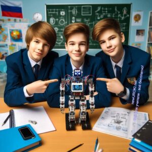 Ученики на кружке секции робототехники в школе - Второе родительское собрание в 8 классе