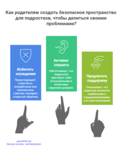Инфографика: Как родителям создать безопасное пространство для подростков Инфографика: Как родителям создать безопасное пространство для подростков